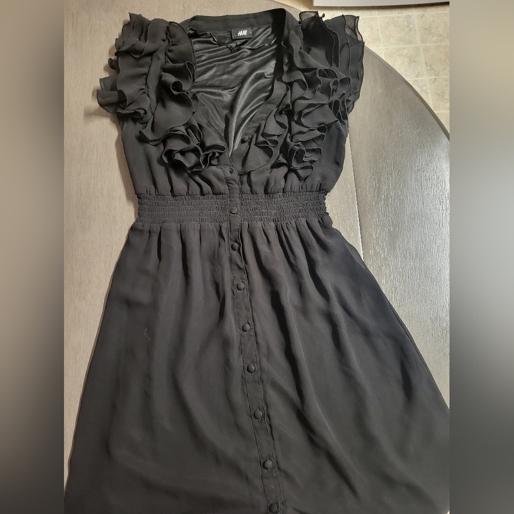 H&M Black Ruffled Mini Dress - Picture 7 of 8
